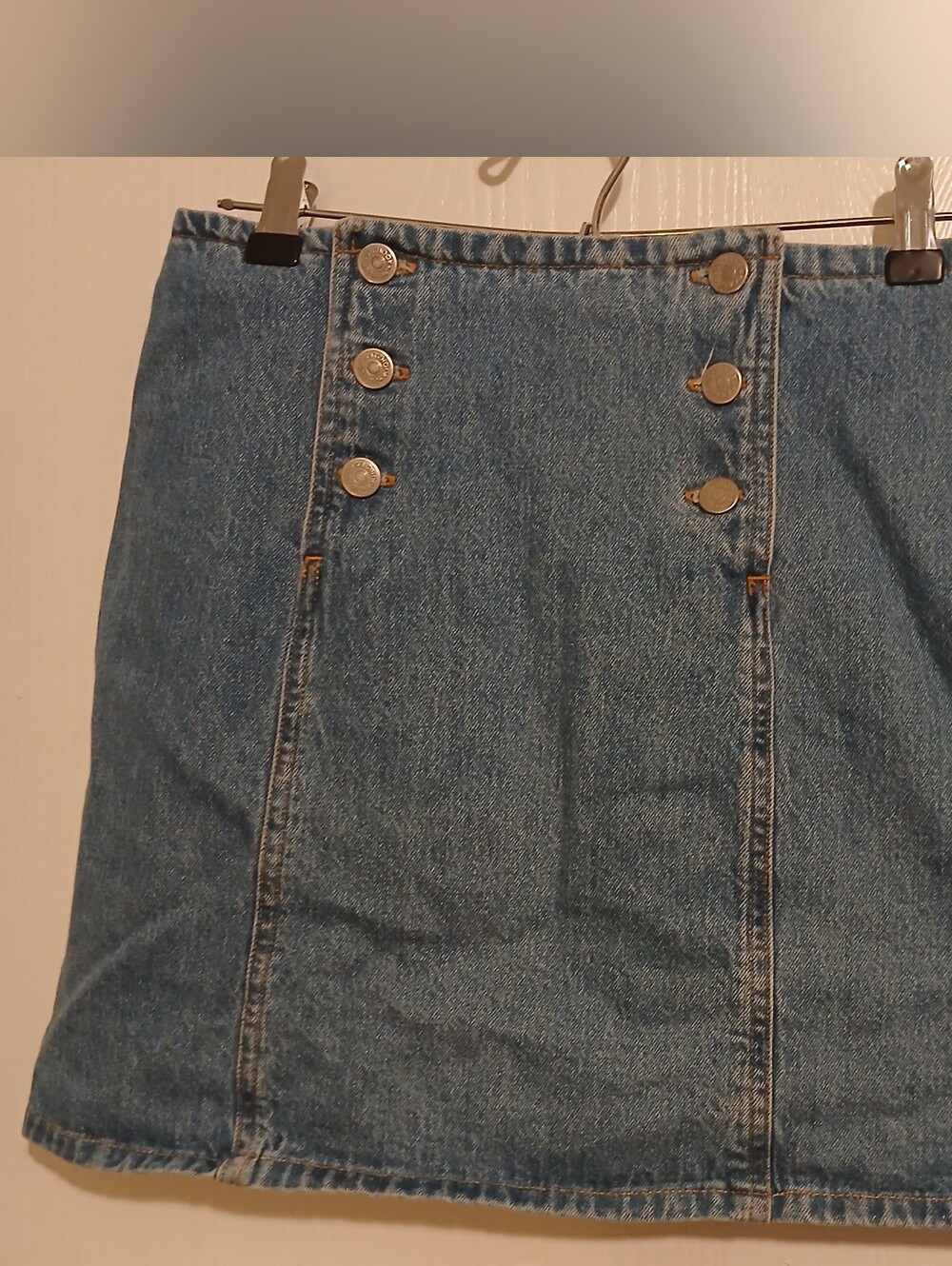 Vintage 90s JG Hook Denim Skirt Sailor Front Mini High Waisted Button Up Size 10